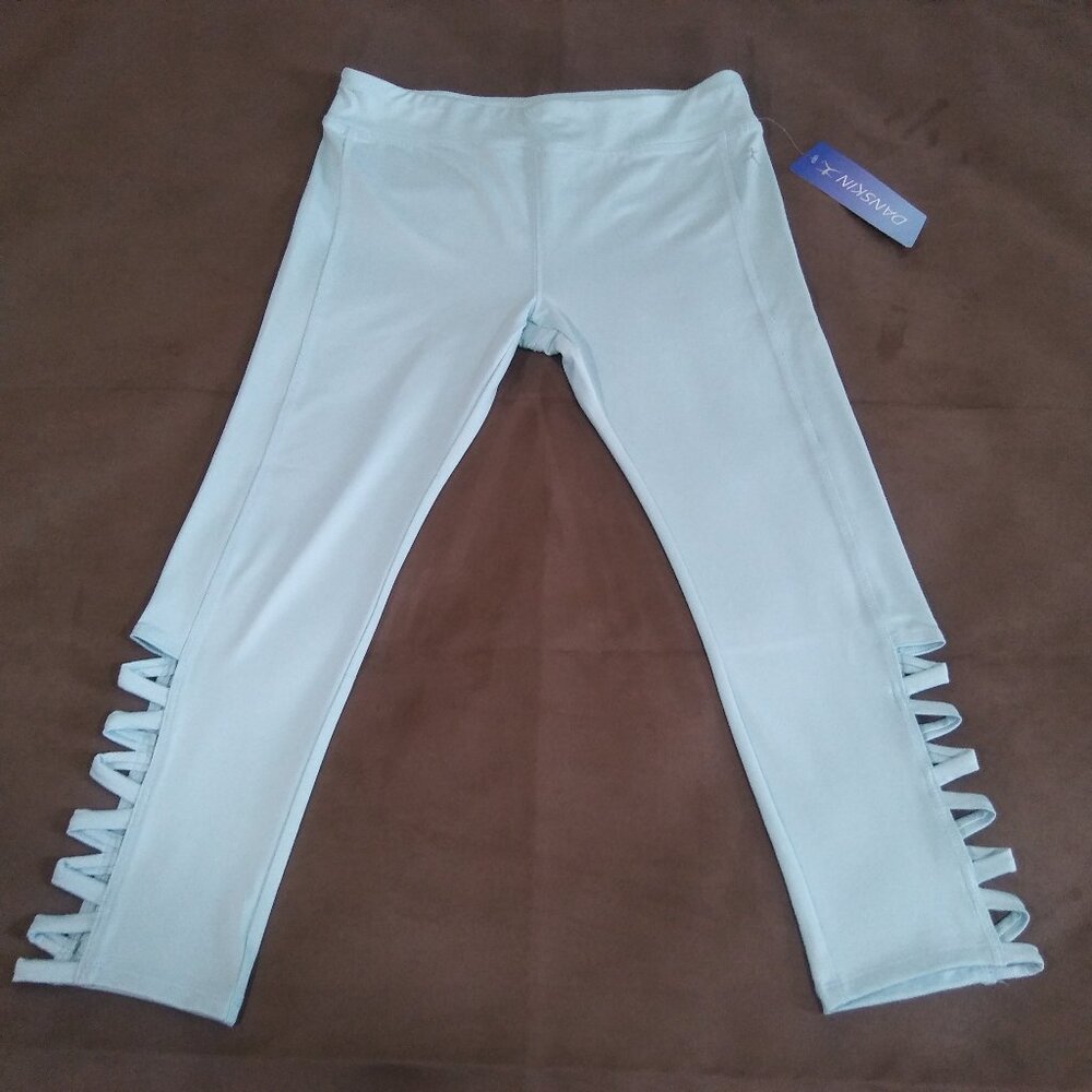 DANSKIN Girls Tribal Banded Leggings (Light Blue Heather)